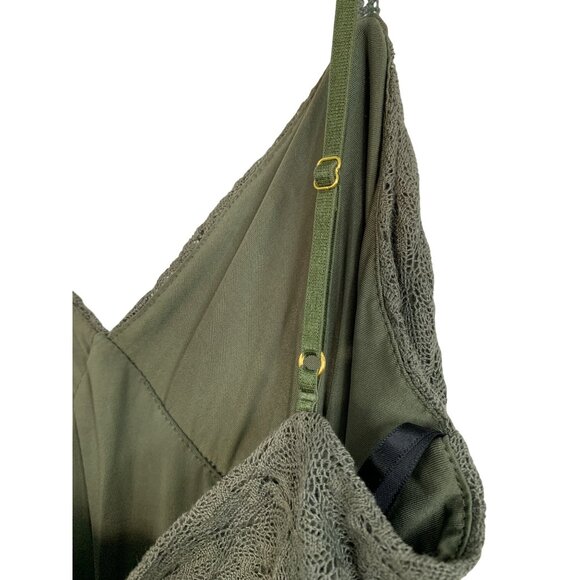 Bebe Olive Lace Overlay Scarf Hem Dress Sweatshirt Strappy NWT $139 Size S - Picture 9 of 13